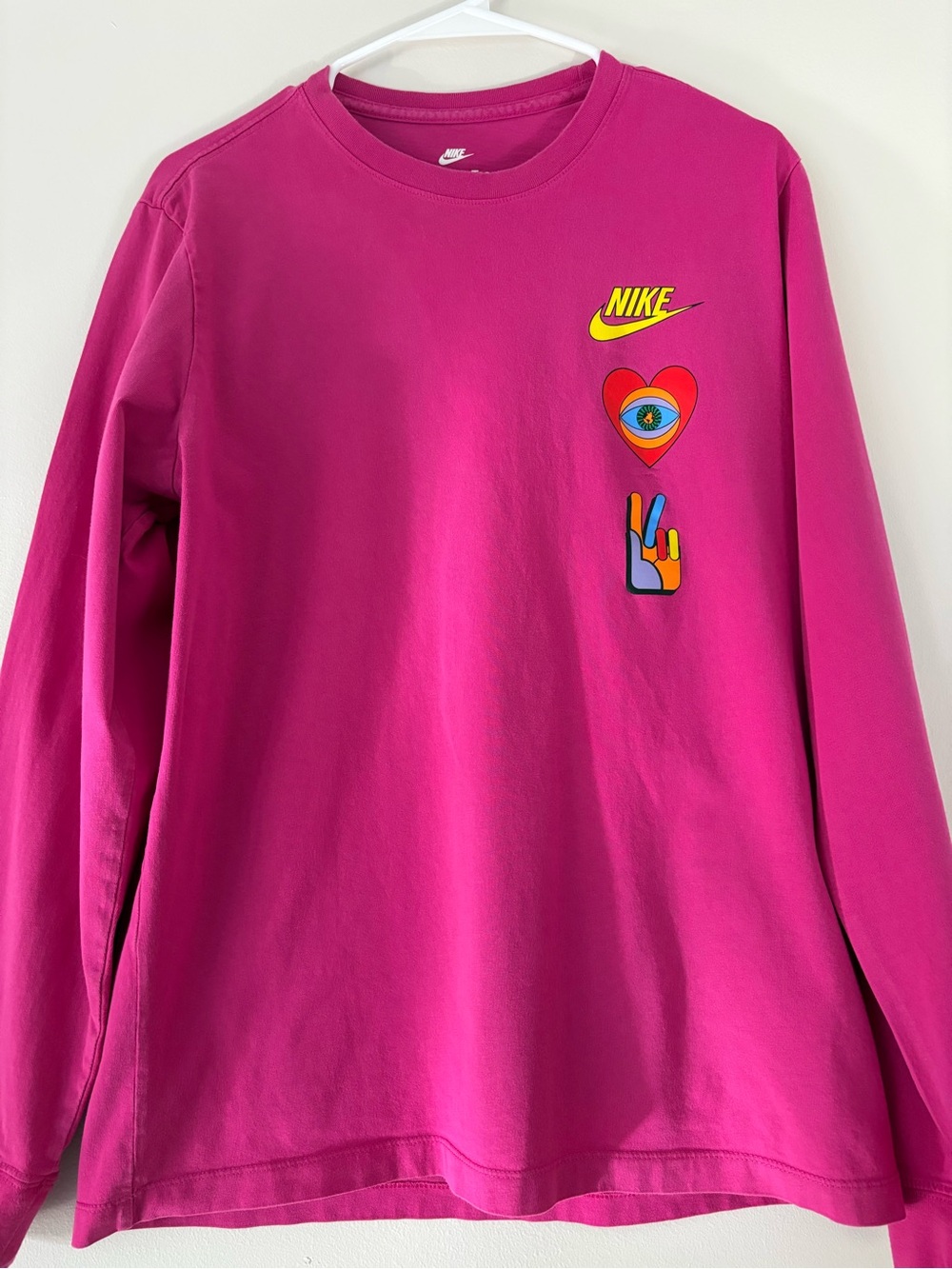 Nike Long-Sleeve Graphic Tee - Hot Pink with Yellow Logo